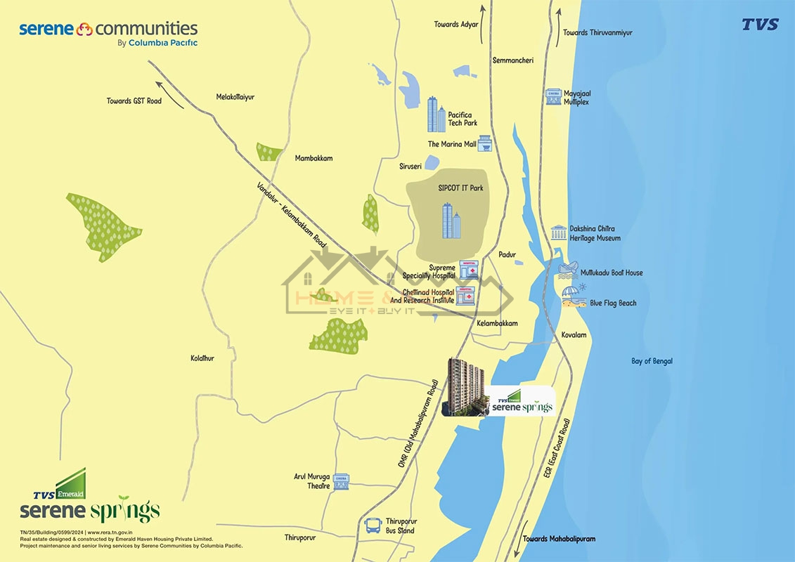 TVS Emerald Serene Springs Location Map